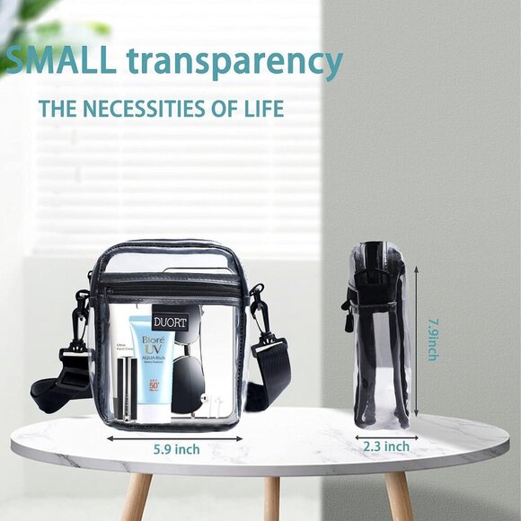 Clear Bag Stadium Approved, TPU Clear Purses Inside Pocket，Crossbody Bag Adjusta - Picture 2 of 5